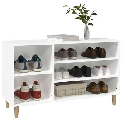 vidaXL Шкаф за обувки, бял, 102x36x60 см, инженерно дърво