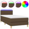 vidaXL Боксспринг легло с матрак и LED, тъмнокафява, 90x200 см, плат