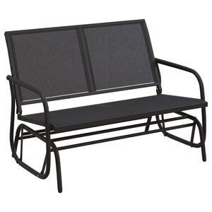 vidaXL Градинска пейка черна 120,5x76x86,5 см текстилен и стомана