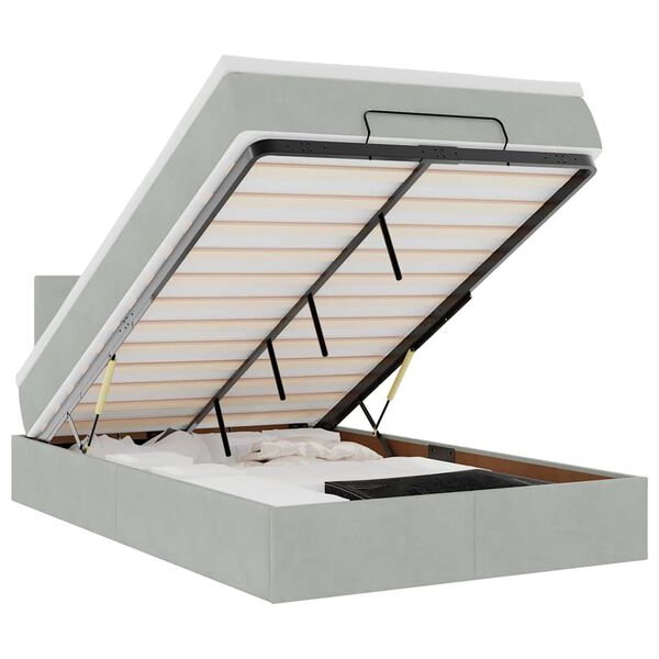 vidaXL Османска легло с матрак и LED, светлосиво, 120x200 см, кадифе