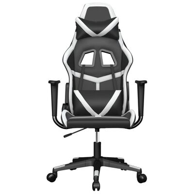 vidaXL Гейминг стол, черно и бяло, изкуствена кожа