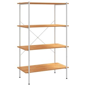 vidaXL Етажерка с 4 рафта, бяло и дъб, 80x40x130 см