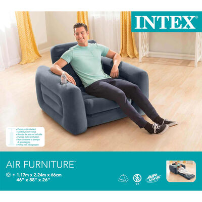 Intex Разтегателен стол 117x224x66 см тъмносив