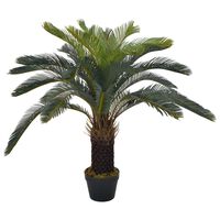 vidaXL Изкуствено растение, сагова палма със саксия, зелена, 90 см