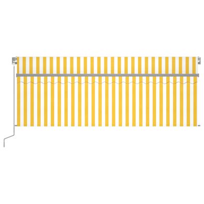 vidaXL Ръчно прибиращ се сенник с щора и LED, 4x3 м, жълто и бяло