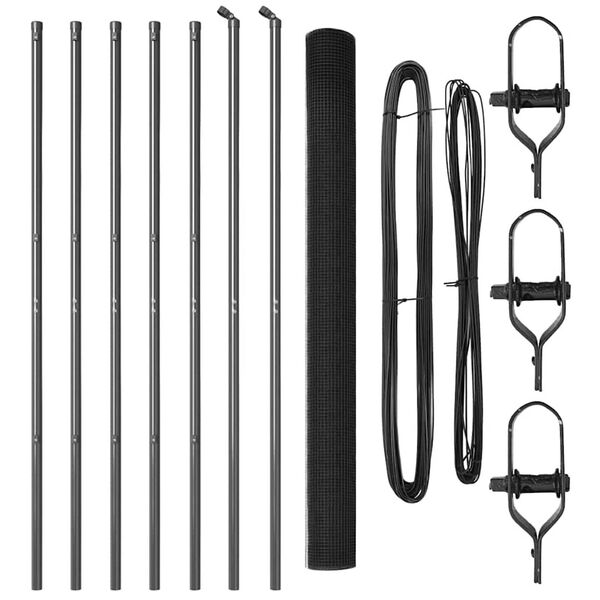 vidaXL Оградa с колчета Сив 1.5 x 10 m Стомана