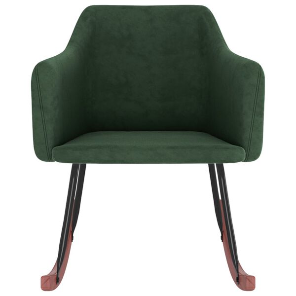 vidaXL Люлеещ стол, тъмнозелен, кадифе