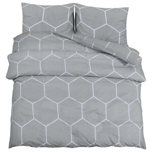 vidaXL Комплект плик за завивка, сив и бял, 200x200 см, памук