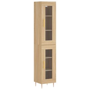 vidaXL Висок шкаф, сонома дъб, 34,5x34x180 см, инженерно дърво