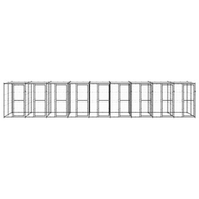 vidaXL Външна клетка за кучета с покрив, стомана, 21,78 м²