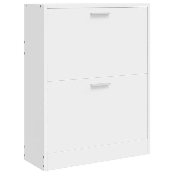 vidaXL Бял дървен шкаф за обувки с 2 отделения