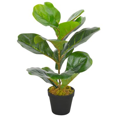 vidaXL Изкуствено растение фикус лирата със саксия, зелено, 45 см