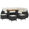 vidaXL Градински Софа Комплект 9 pcs Черен и кремав полиратан