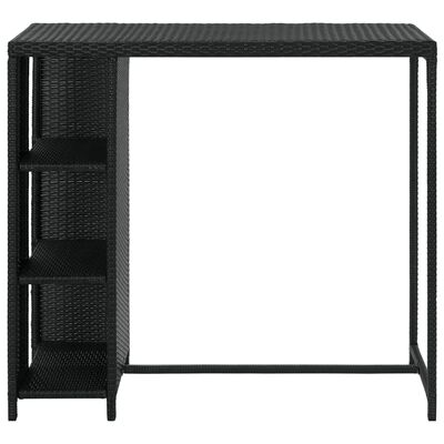 vidaXL Бар маса с шкаф за съхранение, черна, 120x60x110 см, полиратан