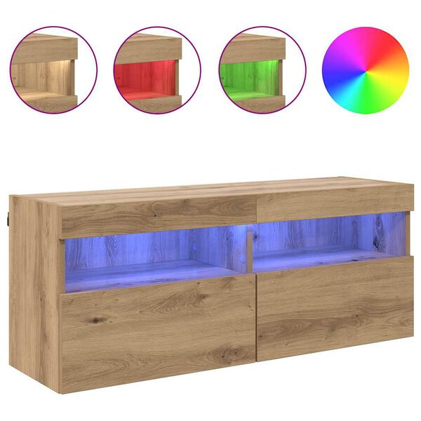 vidaXL TV стенен шкаф Дъб 100 x 30 x 40 см Инженерно дърво