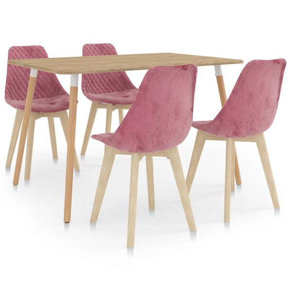 vidaXL Трапезен комплект от 5 части, розов