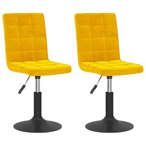 vidaXL Въртящи трапезни столове, 2 бр, горчица, кадифе