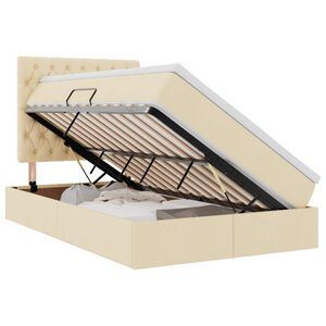 vidaXL Легло с място за съхранение и LED Кремав 120 x 200 cm Полиестер