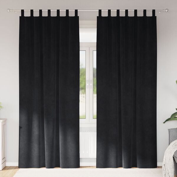 vidaXL Затъмняващи завеси 2 pcs Черно 140 x 260 cm Кадифе