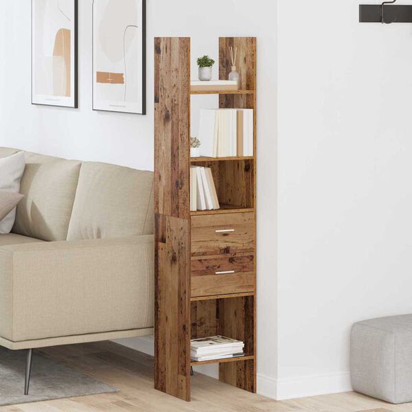vidaXL Шкаф за книги Старо дърво 40 x 35 x 180 см Инженерно дърво