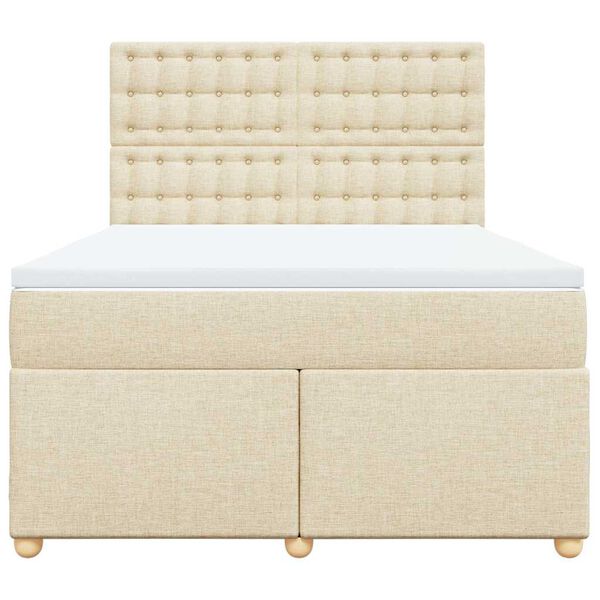 vidaXL Боксспринг легло с матрак, кремаво, 140x190 см, плат