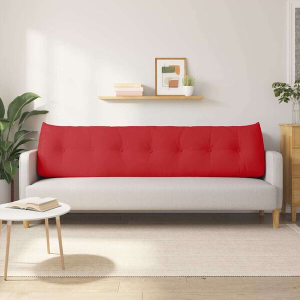 vidaXL Възглавница за гръб Червено 200 x 24 x 50 см текстил