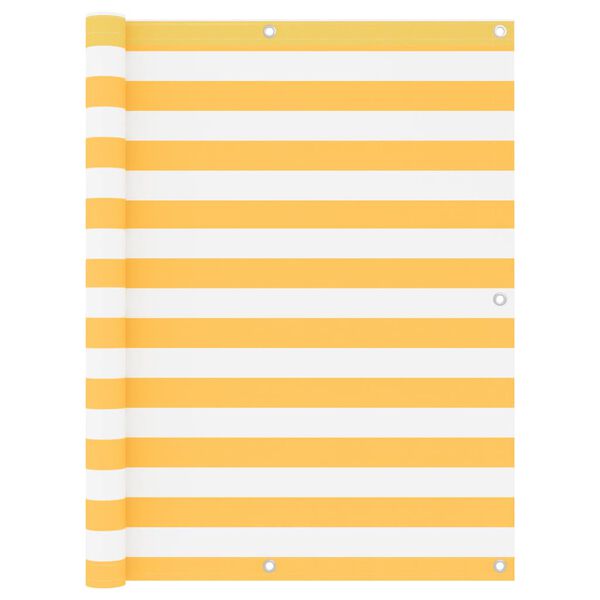 vidaXL Балконски параван, бяло и жълто, 120x500 см, оксфорд плат