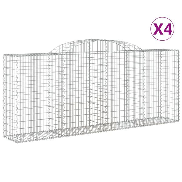 vidaXL Габионни кошници арка 4 бр 300x50x120/140см поцинковано желязо