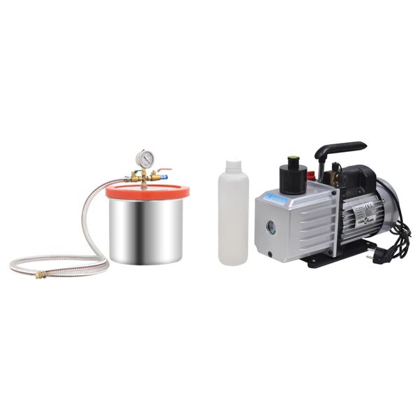 vidaXL Вакуумна камера с 2-степенна помпа 7,4 л