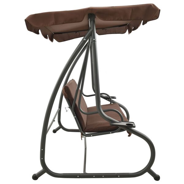 vidaXL Градинска люлка със сенник, кафе