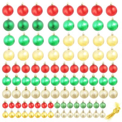 Коледни топки 100 бр червено/златисто/зелено