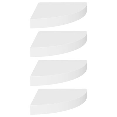 vidaXL Окачени ъглови рафтове, 4 бр, бели, 25x25x3,8 см, МДФ