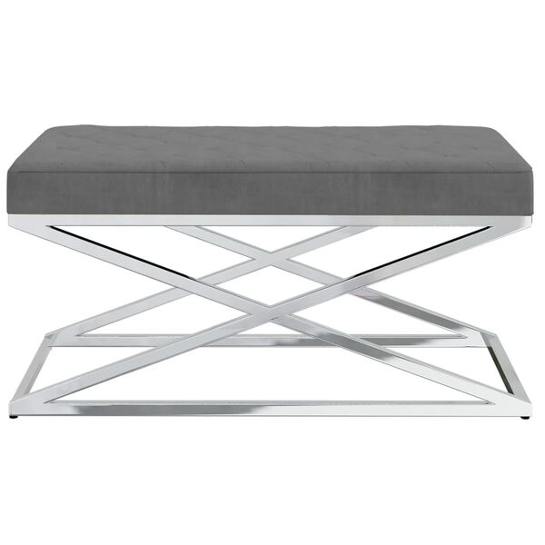 vidaXL Пейка, тъмносива, кадифе и неръждаема стомана