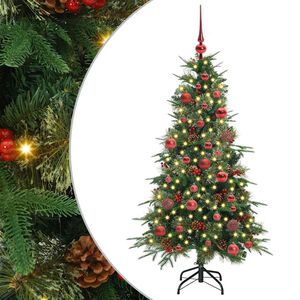 vidaXL Изкуствено коледно дърво с хингед Зелен 150 cm PE и PVC