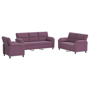 vidaXL Комплект дивани 3 pcs Лилаво Кадифе