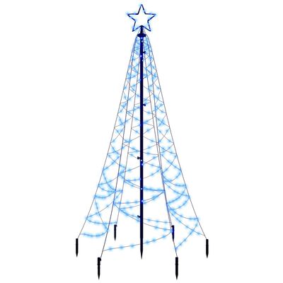 vidaXL Коледна елха с шип, синя, 200 LED, 180 см