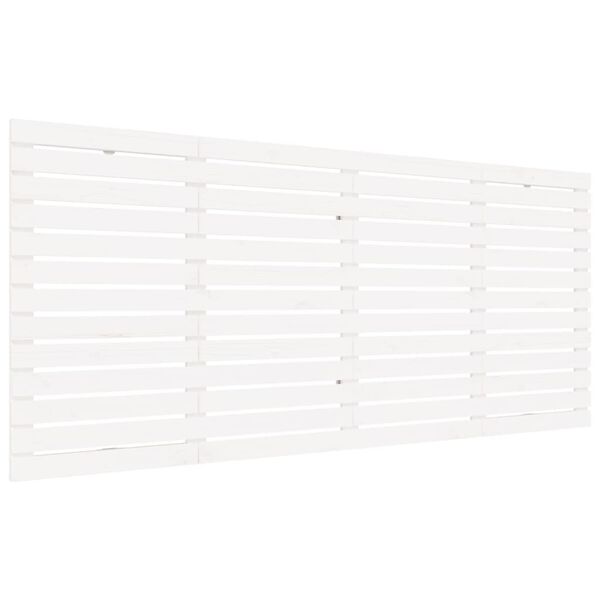 vidaXL Стенна табла за спалня, бяла, 156x3x91,5 см, борово дърво масив