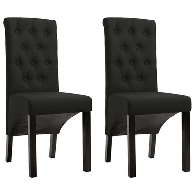 vidaXL Трапезни столове, 2 бр, черни, плат