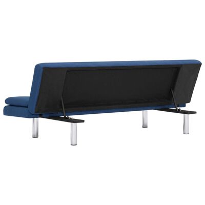 vidaXL Разтегателен диван с две възглавници син полиестер