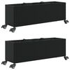 vidaXL Градински кашпи с колела 2 бр черни 107x32x38 см полиратан
