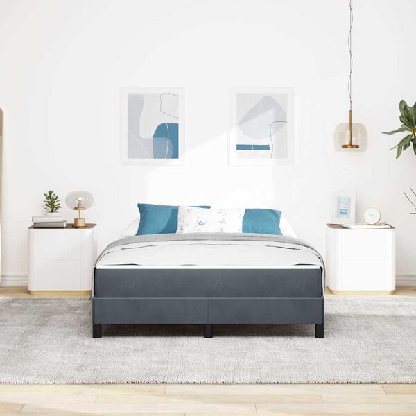 vidaXL Легло с пружинирана основа Тъмен сив 140 x 220 cm текстил