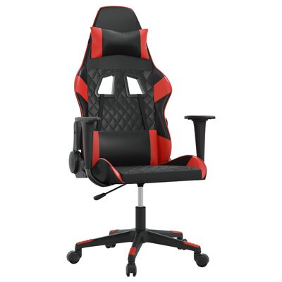 vidaXL Масажен гейминг стол, черно и червено, изкуствена кожа