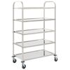 vidaXL Кухненска количка с 5 рафта, 107x55x147 см, неръждаема стомана