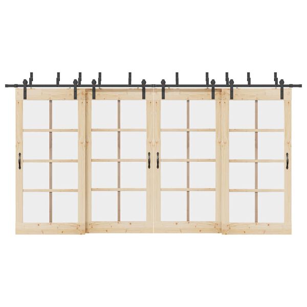 vidaXL Комплект механизъм за плъзгаща врата, 427 см, стомана, черен