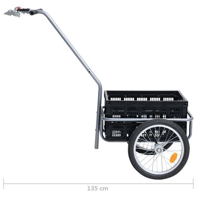 vidaXL Велосипедно ремарке с 50 л сгъваема касетка черно 60 кг