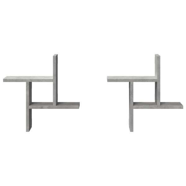 vidaXL Стенни рафтове, 2 бр, бетонно сиви, 38x12x38см, инженерно дърво