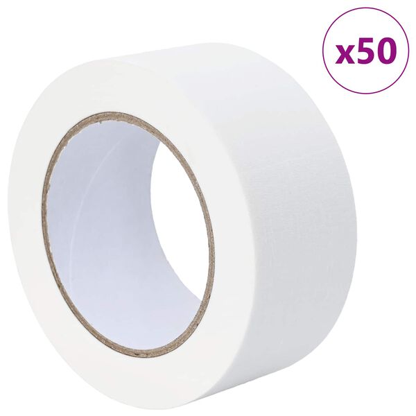 vidaXL Ленти за маскиране на художници 50 pcs Бяло 50 мм x 50 м Хартия