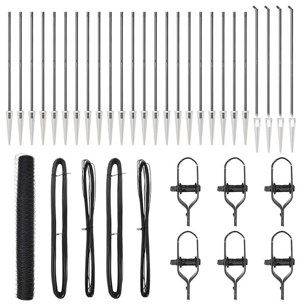 vidaXL Стълб за ограда. Сив 50 x 1,4 м (36 мм мрежа) Стомана и PVC