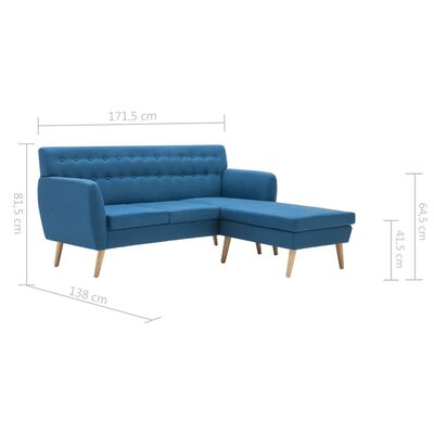 vidaXL Г-образен диван тапицерия от плат 171,5x138x81,5 см син