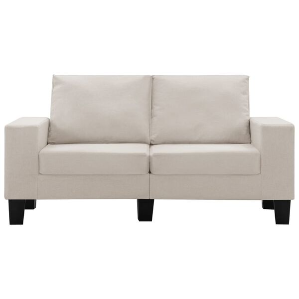 vidaXL 2-местен диван, кремав, текстил